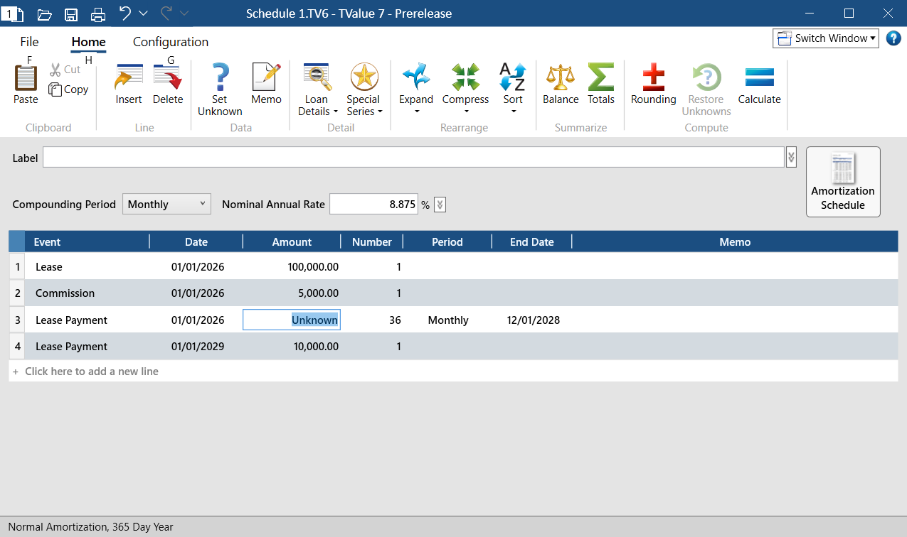 Cash Flow Data Window