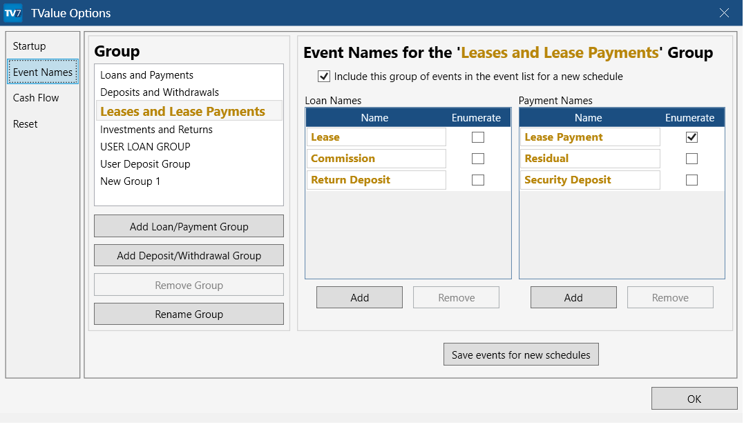 TValue Options Event Names